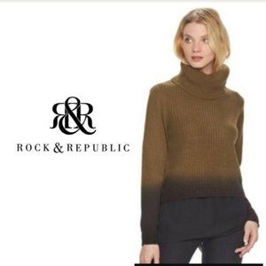 ROCK & REPUBLIC Ombre Chiffon Hem Cowl Neck Sweater L